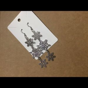 Long dangling snowflake handmade earrings